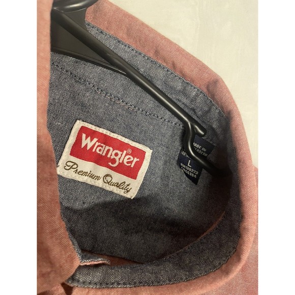 Wrangler Short Sleeve Shirt Mens Large Red Chambray Safari Work Wear Outdoors - Picture 4 of 4